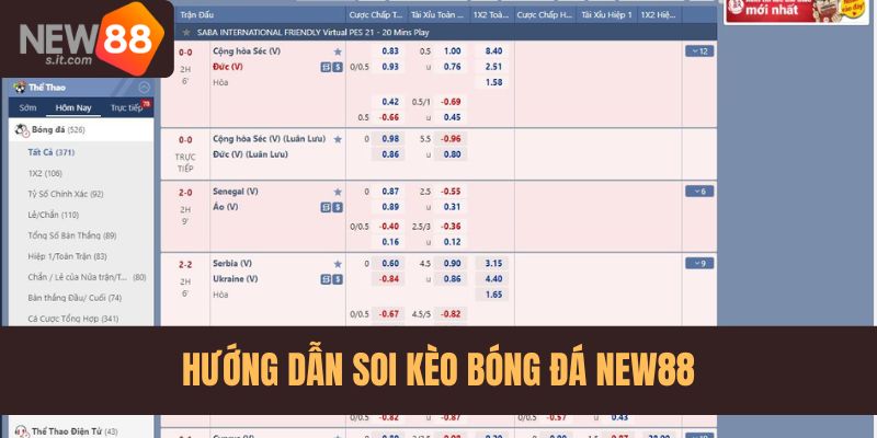 Hướng dẫn soi kèo bóng đá New88 chi tiết